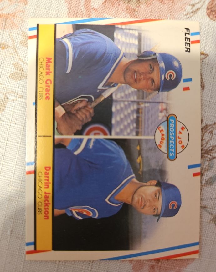 1988 Fleer #641 Mark Grace / Darrin Jackson Rookie Prospects — front