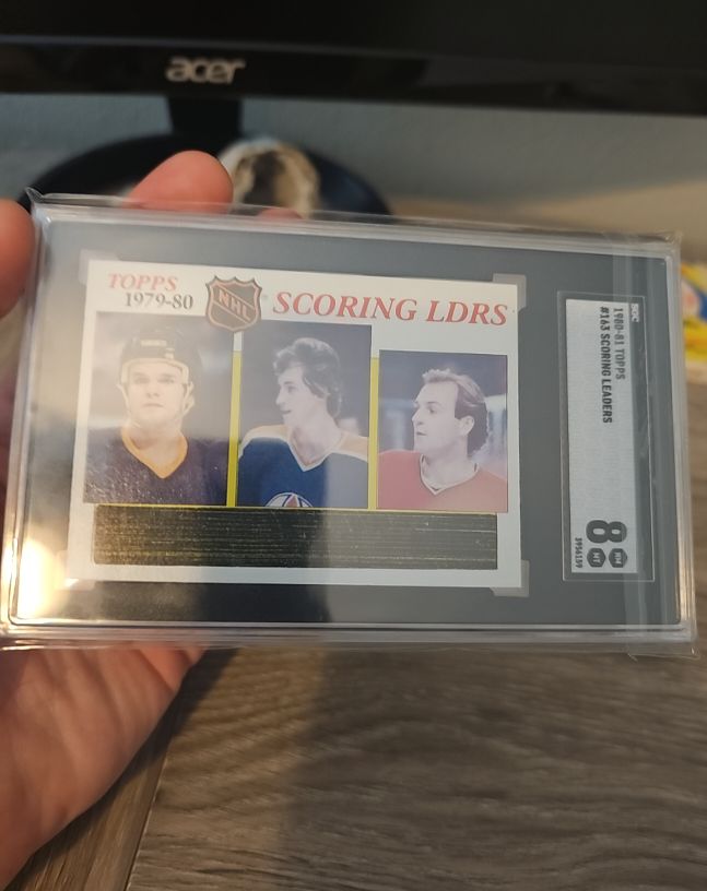 1980-81 Topps #163 Scoring Leaders Marcel Dionne / Wayne Gretzky / Guy Lafleur — front