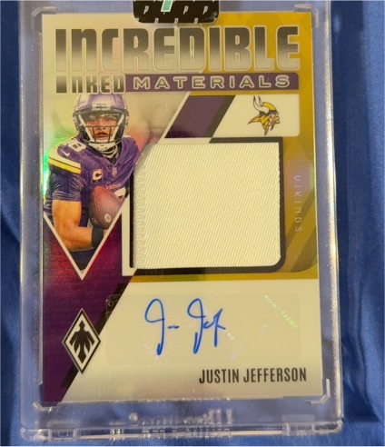2024 Panini Phoenix Incredible Inked Materials #IIM-JJN Justin Jefferson — front