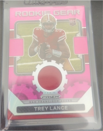 2021 Panini Prizm #RG-3 Trey Lance Rookie Gear Pink Prizm Patch — front