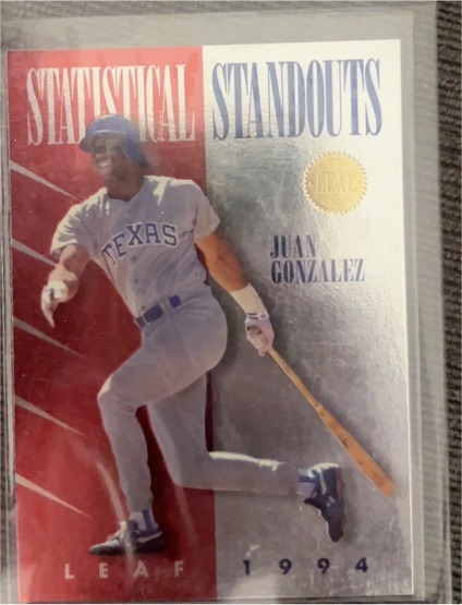 1994 Leaf Statistical Standouts #3 Juan Gonzalez — front