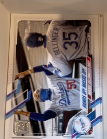 2021 Topps #303 Hands Up! Masks Up! Mookie Betts / Cody Bellinger — front