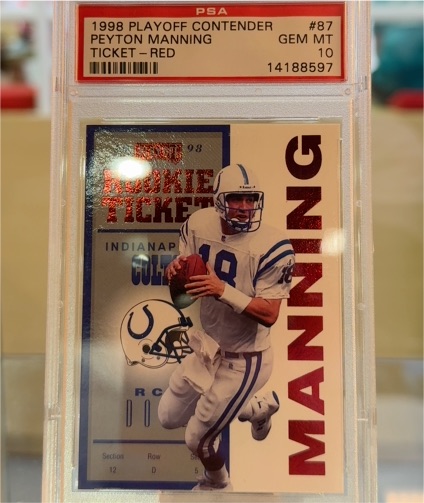 1998 Playoff Contenders #87 Peyton Manning Rookie Ticket Red — front