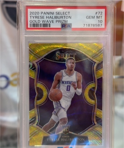 2020 Panini Select #72 Tyrese Haliburton Gold Wave Prizm — front