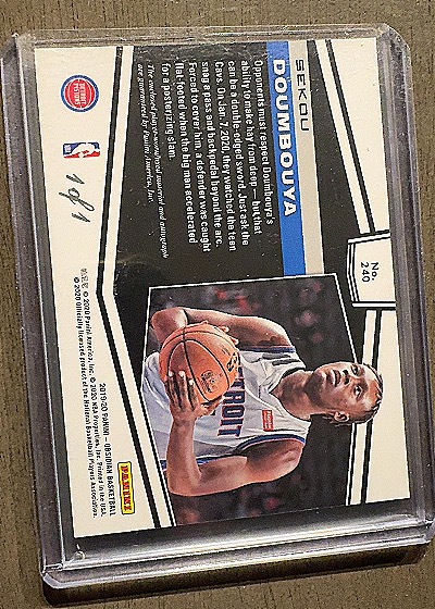 2020-21 Panini Obsidian #240 Sekou Doumbouya Rookie Patch Auto — back