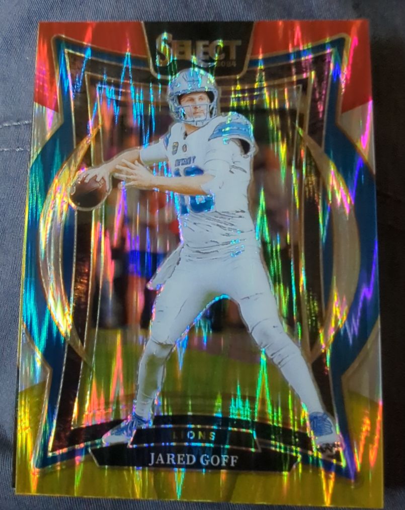 2024 Panini Select #36 Jared Goff Red White Blue Prizm Shock — front