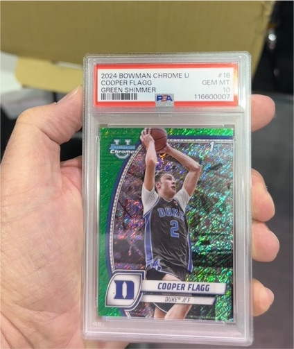 2024 Bowman Chrome University #16 Cooper Flagg Green Shimmer — front