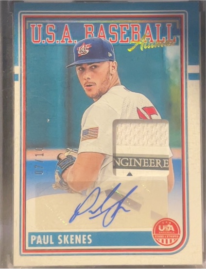 2024 Panini USA Stars & Stripes #Alumni Red Auto Paul Skenes — front
