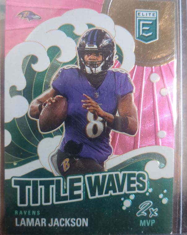 2024 Panini Donruss Elite #1 Lamar Jackson Title Waves Green Baltimore Ravens — front
