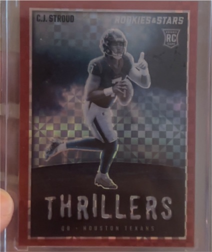 2023 Panini Rookies & Stars #TH-12 C.J. Stroud Thrillers Red Plaid Prizm RC — front
