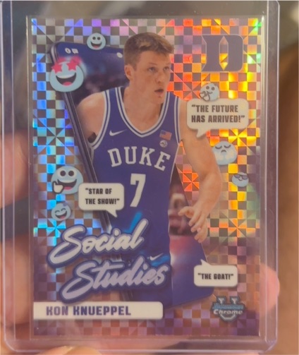 2024-25 Bowman University Chrome #SS-9 Kon Knueppel Social Studies X-Fractor — front