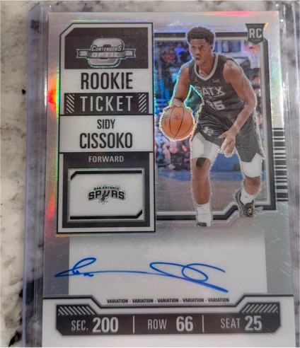 2023-24 Panini Contenders Optic #110 Sidy Cissoko Rookie Ticket Silver Variation Auto — front