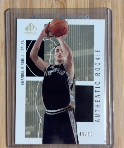 2002 SP Game Used Emanuel Ginobili Authentic Rookie #48/50 — front