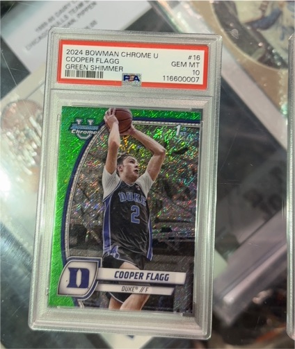 2024 Bowman Chrome University #16 Cooper Flagg Green Shimmer — front