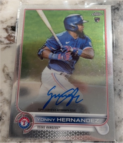 2022 Topps Chrome #RA-YH Yonny Hernandez — front