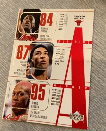1996-97 Upper Deck #139 Michael Jordan, Scottie Pippen, Dennis Rodman — front