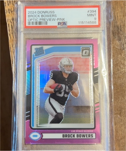 2024 Panini Donruss #394 Brock Bowers Optic Preview Pink — front