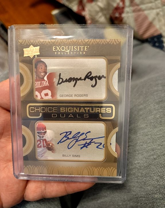 2001 Upper Deck Exquisite Collection Choice Signatures Duals #CS-DS George Rogers / Billy Sims — front