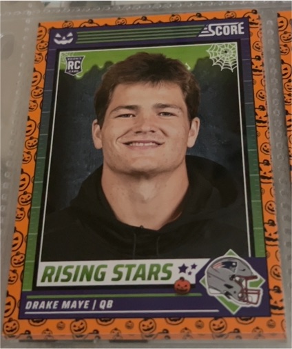 2024 Panini Score-A-Treat #17 Drake Maye Rising Stars Pumpkin Rookie — front
