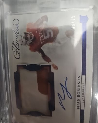 2023 Panini Flawless Collegiate Bijan Robinson Rookie Patch Auto #04/15 — front