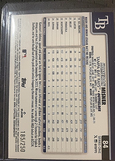 2025 Topps Series 1 #84 Kameron Misner — back