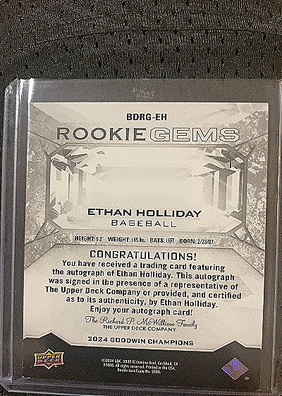 2024 Upper Deck Goodwin Champions Rookie Gems #BORG-EH Ethan Holliday — back