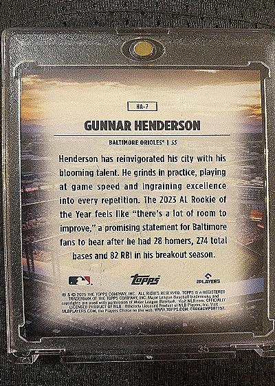 2025 Topps Series 1 #HA-7 Gunnar Henderson Home Field Advantage — back