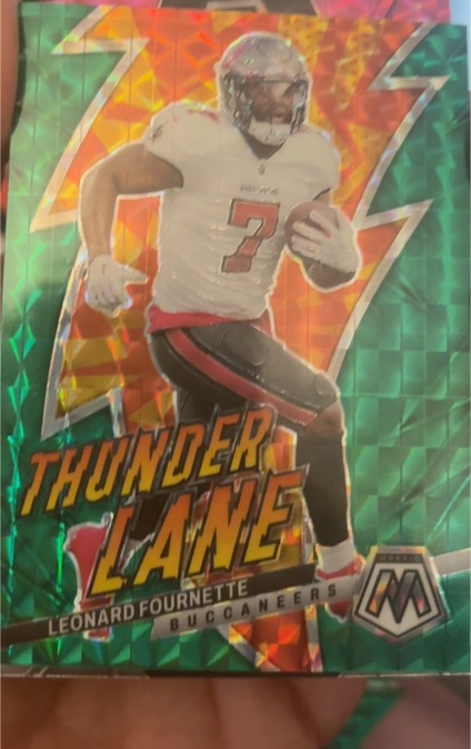 2023 Panini Mosaic #TL-LF Leonard Fournette Thunder Lane Mosaic Green Buccaneers — front