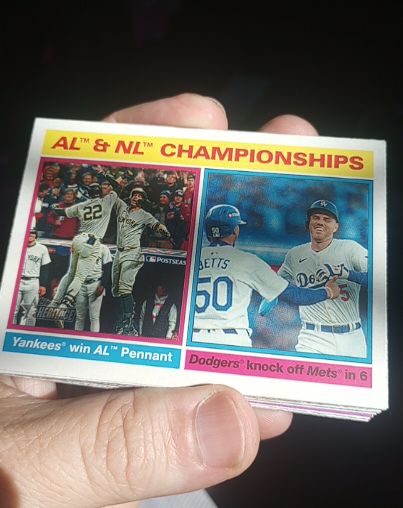 2025 Topps Heritage #461 AL & NL Championships Yankees Dodgers — front