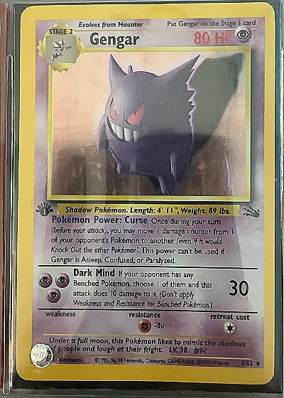 1999 Pokémon Fossil #20 Gengar — front
