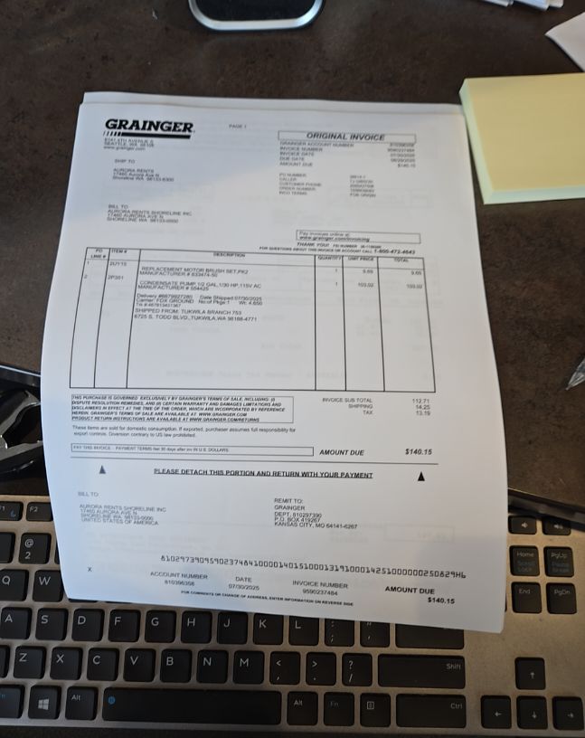 Grainger Invoice 6RY1703-0CA01 Excitation Board — front
