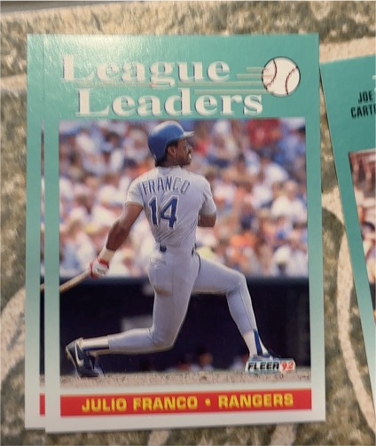 1992 Fleer #690 League Leaders Batting Champion Julio Franco — front