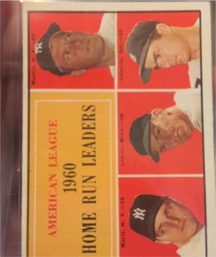 1961 Topps #44 1960 American League Home Run Leaders Mickey Mantle Roger Maris — front