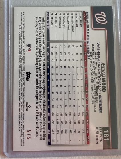 2025 Topps Series One #181 James Wood — front