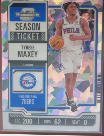 2023-24 Panini Contenders Optic #7 Tyrese Maxey Season Ticket — front