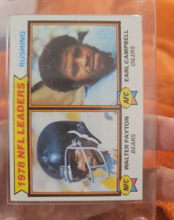 1979 Topps #3 1978 NFL Leaders: Rushing Walter Payton/Earl Campbell — front