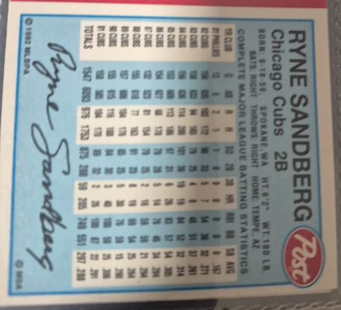 1962 Post #186 Ryne Sandberg — front