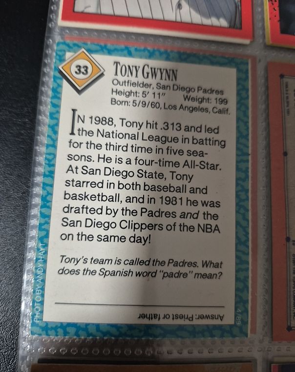 1989 Sports Illustrated for Kids #33 Tony Gwynn — front