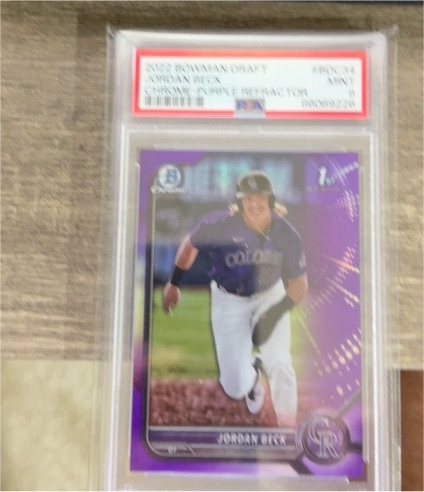 2020 Bowman Chrome Draft #BDC-34 Jordan Beck Purple Refractor — front