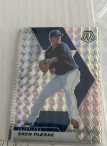 2021 Panini Mosaic Silver Mosaic Prizm #105 Zach Plesac — front