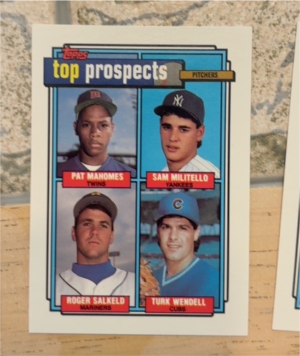 1992 Topps #676 Pat Mahomes/Sam Militello/Roger Salkeld/Turk Wendell — front