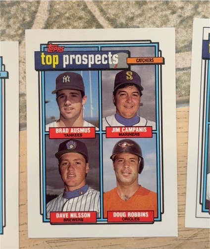 1992 Topps Top Prospects #58 Brad Ausmus Jim Campanis Dave Nilsson Doug Robbins — front