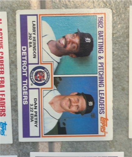1983 Topps #261 Tigers Team Leaders - Larry Herndon/Dan Petry — front
