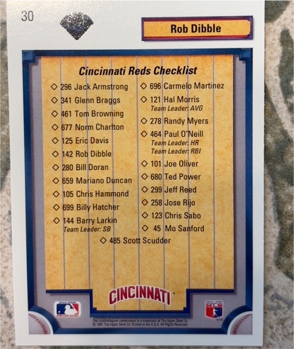 1991 Topps #30 Rob Dibble — front