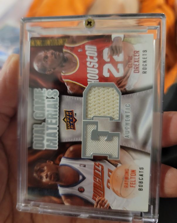 2009-10 Upper Deck Dual Game Materials #DGFD Clyde Drexler Raymond Felton — front