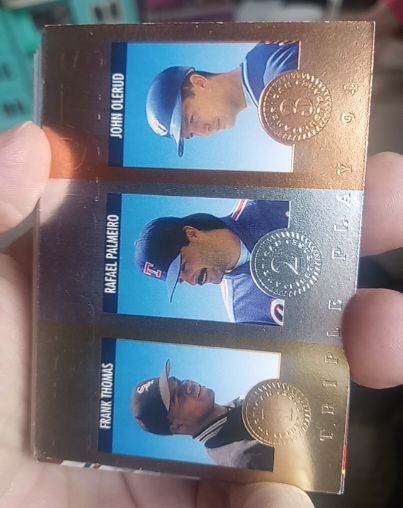 1994 Donruss Triple Play Medalists #3 Frank Thomas Rafael Palmeiro John Olerud — front