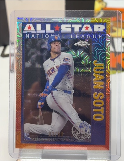 2025 Topps Series 2 1990 Topps Chrome All-Star Mojo #90ASC-23 Juan Soto — front