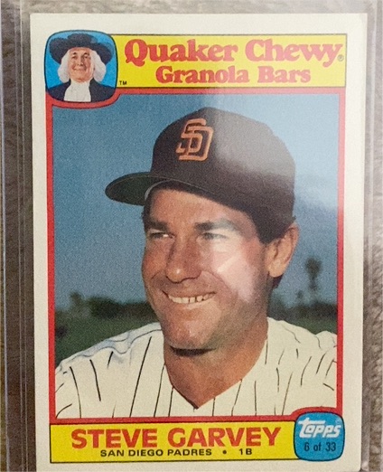1986 Topps Quaker Chewy Granola Bars #6 Steve Garvey — front