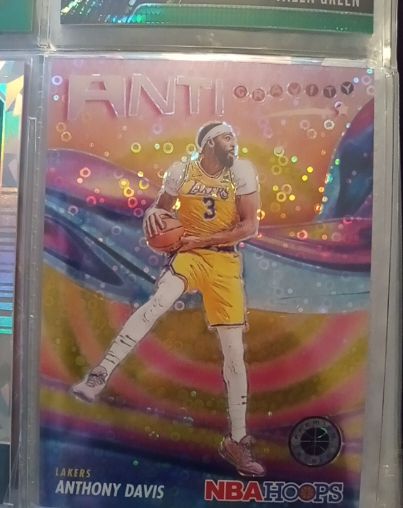 2023-24 Panini NBA Hoops Premium Stock #18 Anthony Davis Anti-Gravity Silver Prizm — front