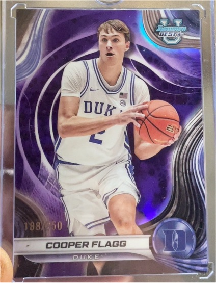 2024-25 Bowman Best University #16 Cooper Flagg Purple Refractor — front